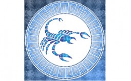 Element water: scorpio zodiac sign on a mosaic